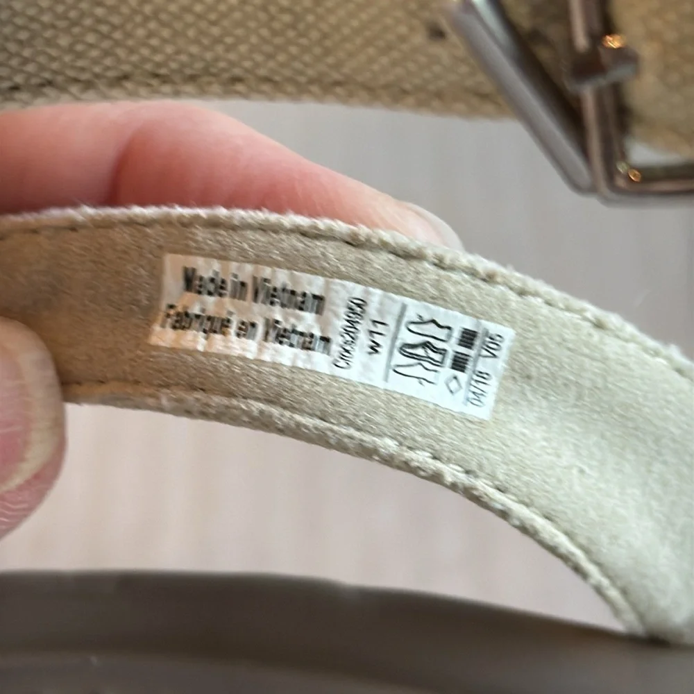 Crocs Leigh II Cream Canvas Strap Wedge Heels